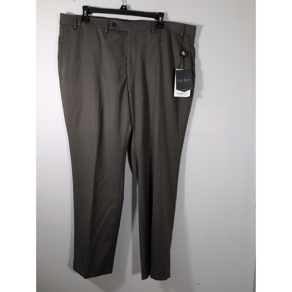 Lauren Ralph Lauren Taupe Microtwill Ultraflex Dress Pants Mens 40 x 29 Classic